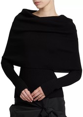 Alexander McQueen Ribbed Wool-Blend Cape Sweater