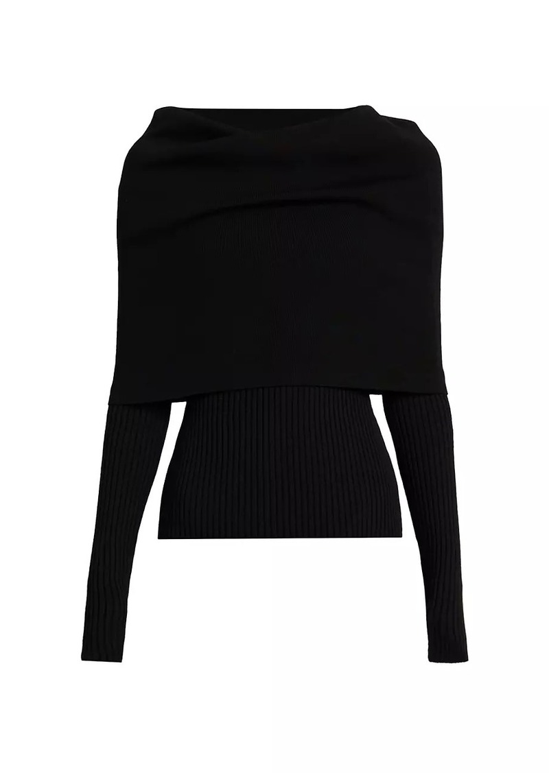 Alexander McQueen Ribbed Wool-Blend Cape Sweater