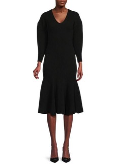 Alexander McQueen Ribbed Wool Blend Sweater Dress
