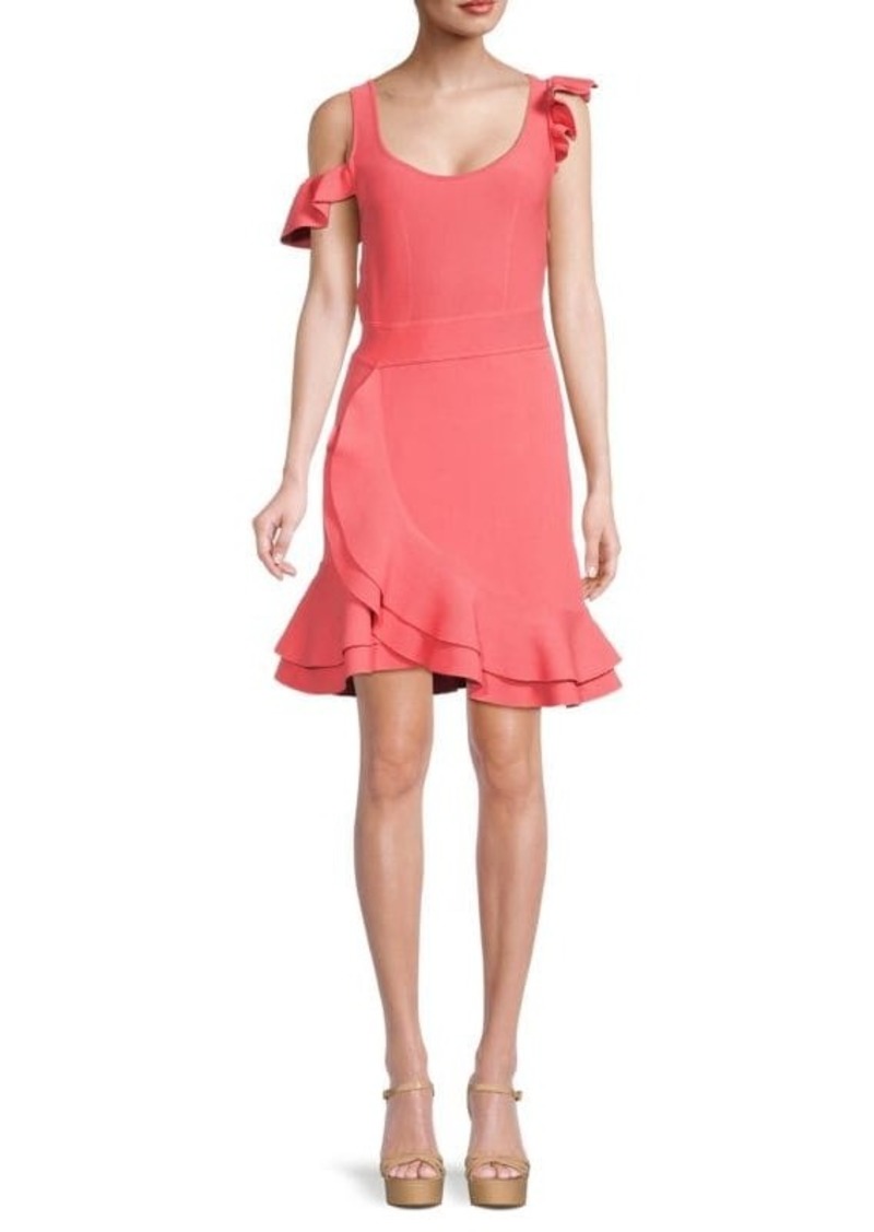 Alexander McQueen Ruffle Cold Shoulder Mini Dress