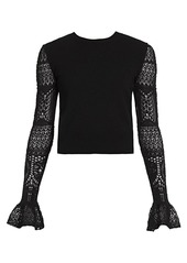 Alexander McQueen Ruffle Cuff Lace Sleeve Sweater