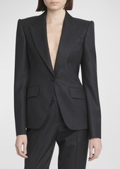 Alexander McQueen Seamed Wool Pinstripe Blazer Jacket