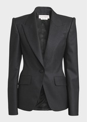 Alexander McQueen Seamed Wool Pinstripe Blazer Jacket