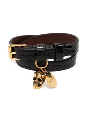 Alexander McQueen skull double-wrap leather bracelet