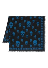 Alexander McQueen skull-print frayed scarf