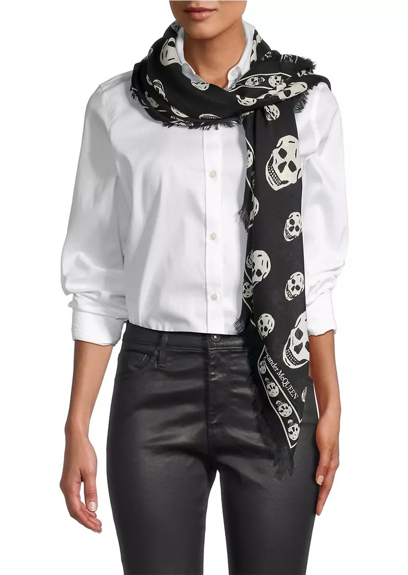 Alexander McQueen Skull-Print Wool Scarf