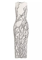 Alexander McQueen Sleeveless Thorn Jacquard Midi-Dress