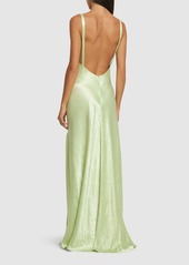 Alexander McQueen Smashed Satin Long Dress