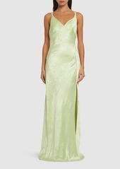 Alexander McQueen Smashed Satin Long Dress