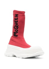 Alexander McQueen sock-style logo-print boots