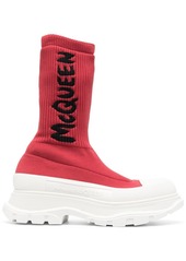 Alexander McQueen sock-style logo-print boots