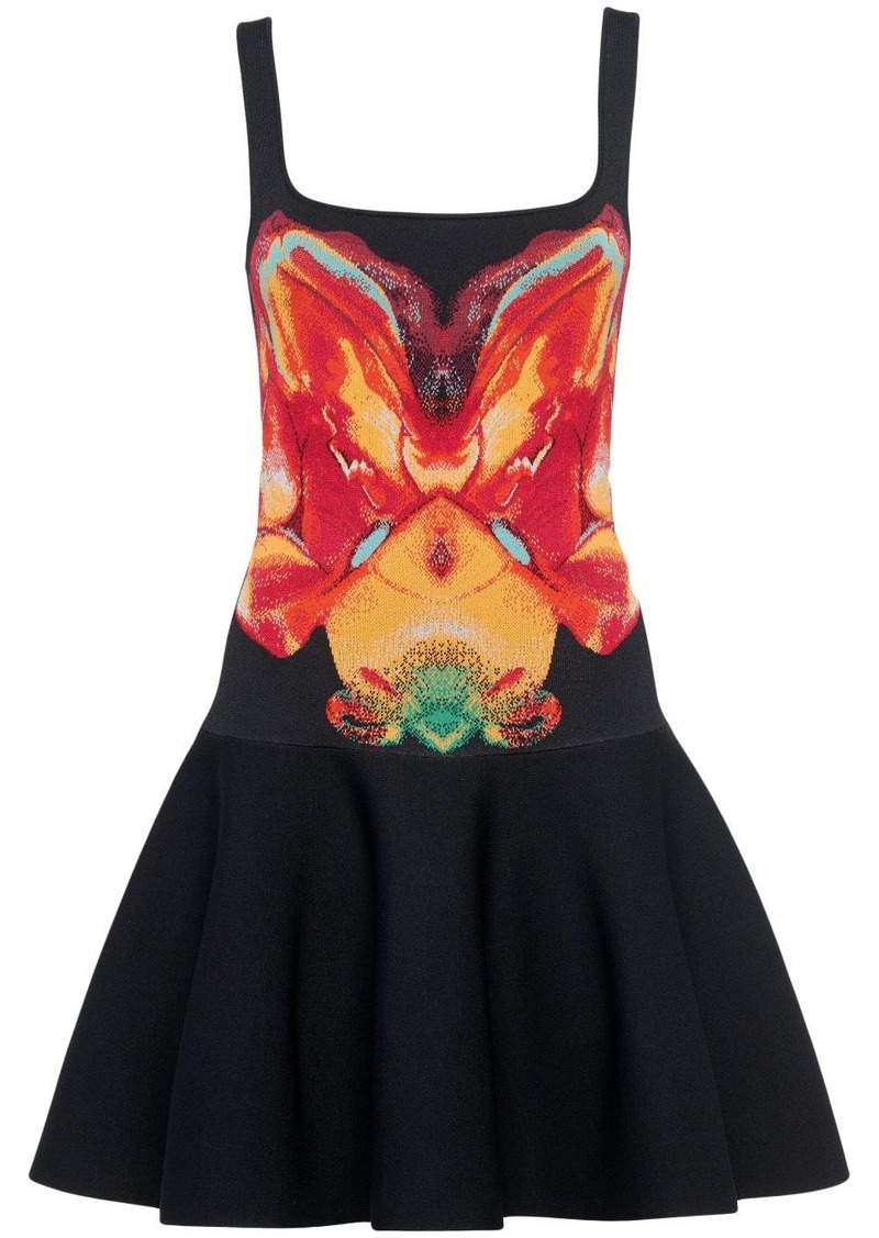 Alexander McQueen Solarised Orchid jacquard knit minidress