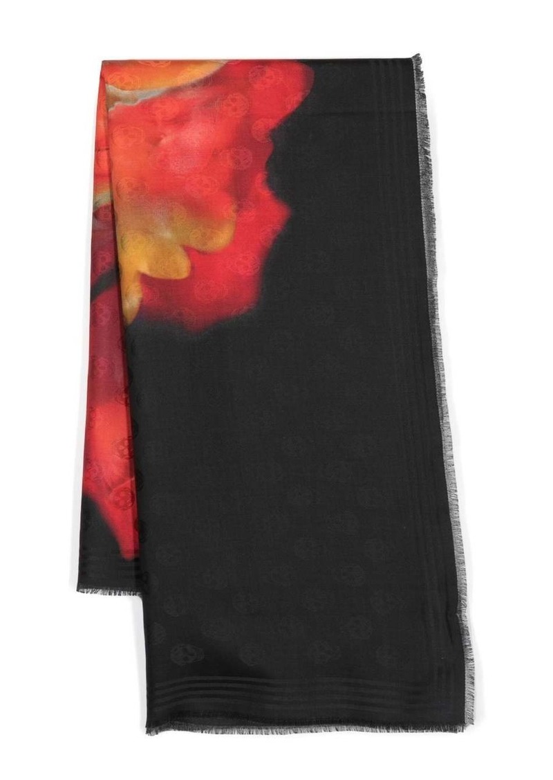 Alexander McQueen Solarised skull-pattern scarf