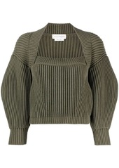 Alexander McQueen square-neck ribbed-knit jumper