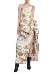 Alexander McQueen Strapless Metallic Jacquard Gown