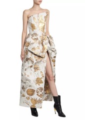 Alexander McQueen Strapless Metallic Jacquard Gown
