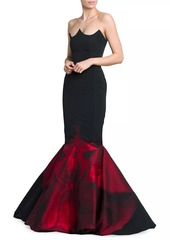 Alexander McQueen Strapless Orchid Print Mermaid Gown