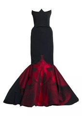 Alexander McQueen Strapless Orchid Print Mermaid Gown