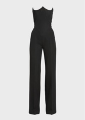 Alexander McQueen Strapless Tailored Jumpsuit with Lace-Up Back