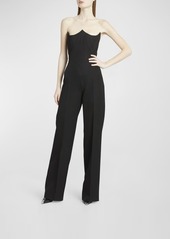 Alexander McQueen Strapless Tailored Jumpsuit with Lace-Up Back