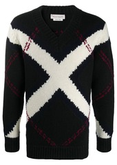 Alexander McQueen stripe-detail knitted V-neck jumper