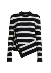 Alexander McQueen Striped Wool-Blend Drop-Hem Sweater