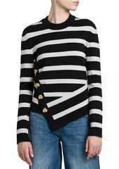 Alexander McQueen Striped Wool-Blend Drop-Hem Sweater