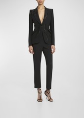 Alexander McQueen Tailored Blazer Jacket with Beaded Feather Embroidery