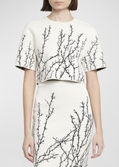 Alexander McQueen Thorn Jacquard Short-Sleeve Crop Top