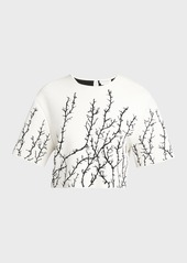 Alexander McQueen Thorn Jacquard Short-Sleeve Crop Top