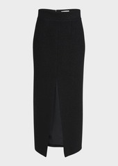 Alexander McQueen Tweed Pencil Midi Skirt with Front Slit