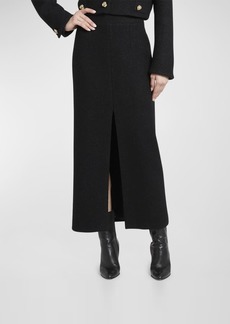 Alexander McQueen Tweed Pencil Midi Skirt with Front Slit