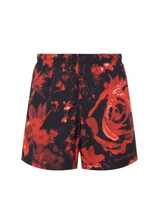 Alexander McQueen Wax Floral Print Nylon Swim Shorts