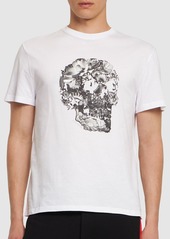 Alexander McQueen Wax Flower Skull Print Cotton T-shirt