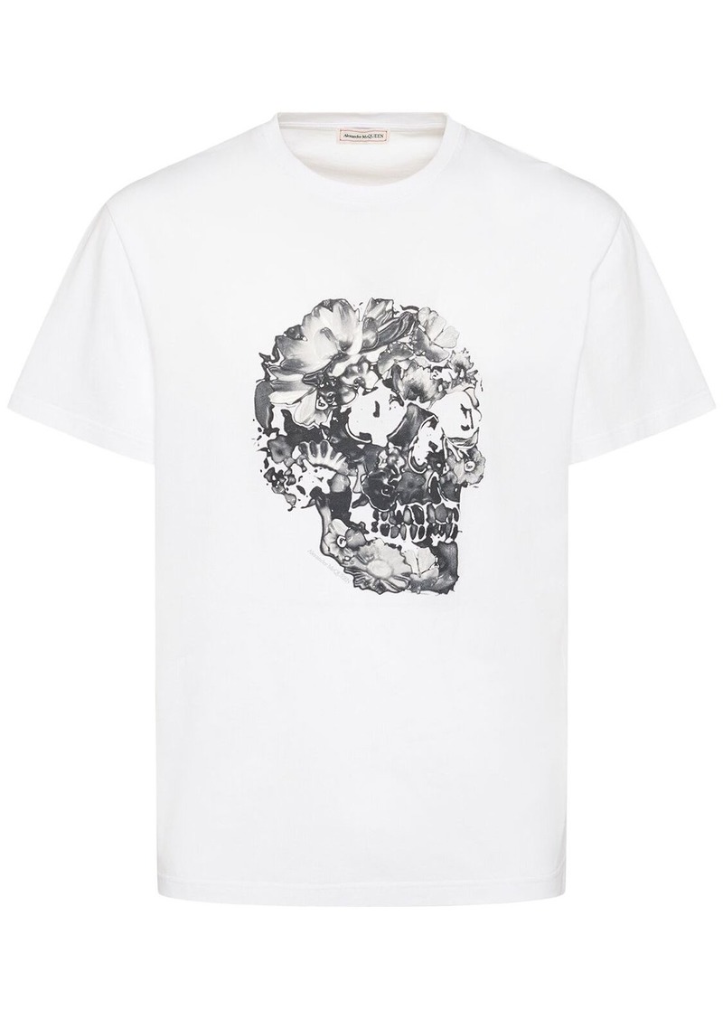 Alexander McQueen Wax Flower Skull Print Cotton T-shirt