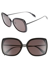 Alexander McQueen 57mm Square Sunglasses in Black at Nordstrom
