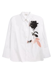 Women's Alexander Mcqueen Trompe L'Oeil Rose Print Women'S Button-Up Shirt