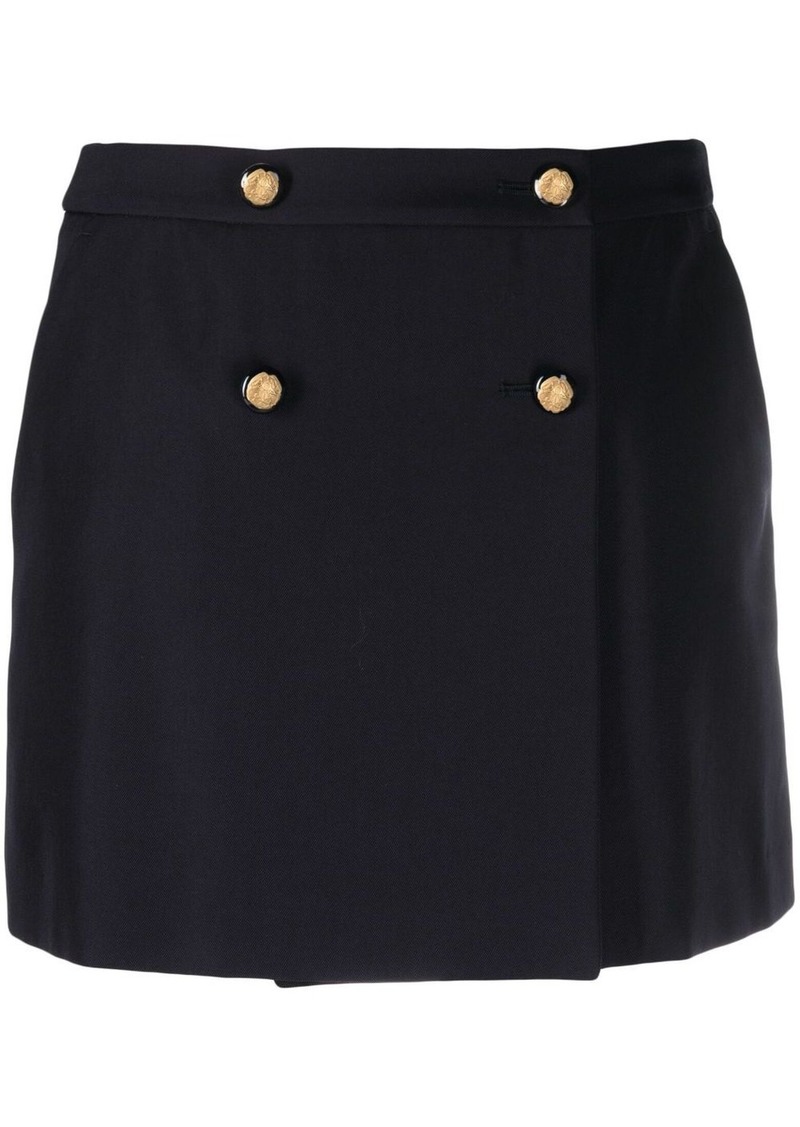 Alexander McQueen wool-cotton blend mini wrap skirt