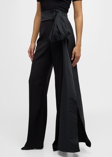 Alexander McQueen Wool Trousers with Waist Bow Train
