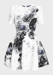 Alexander McQueen X-Ray Floral Print Flare Mini Dress