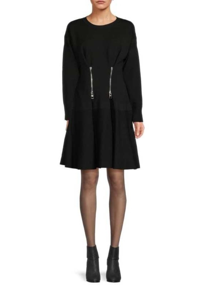 Alexander McQueen Zipped Wool Blend Mini Dress