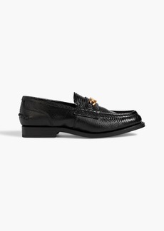Alexander Wang - Embellished lizard-effect leather loafers - Black - EU 43