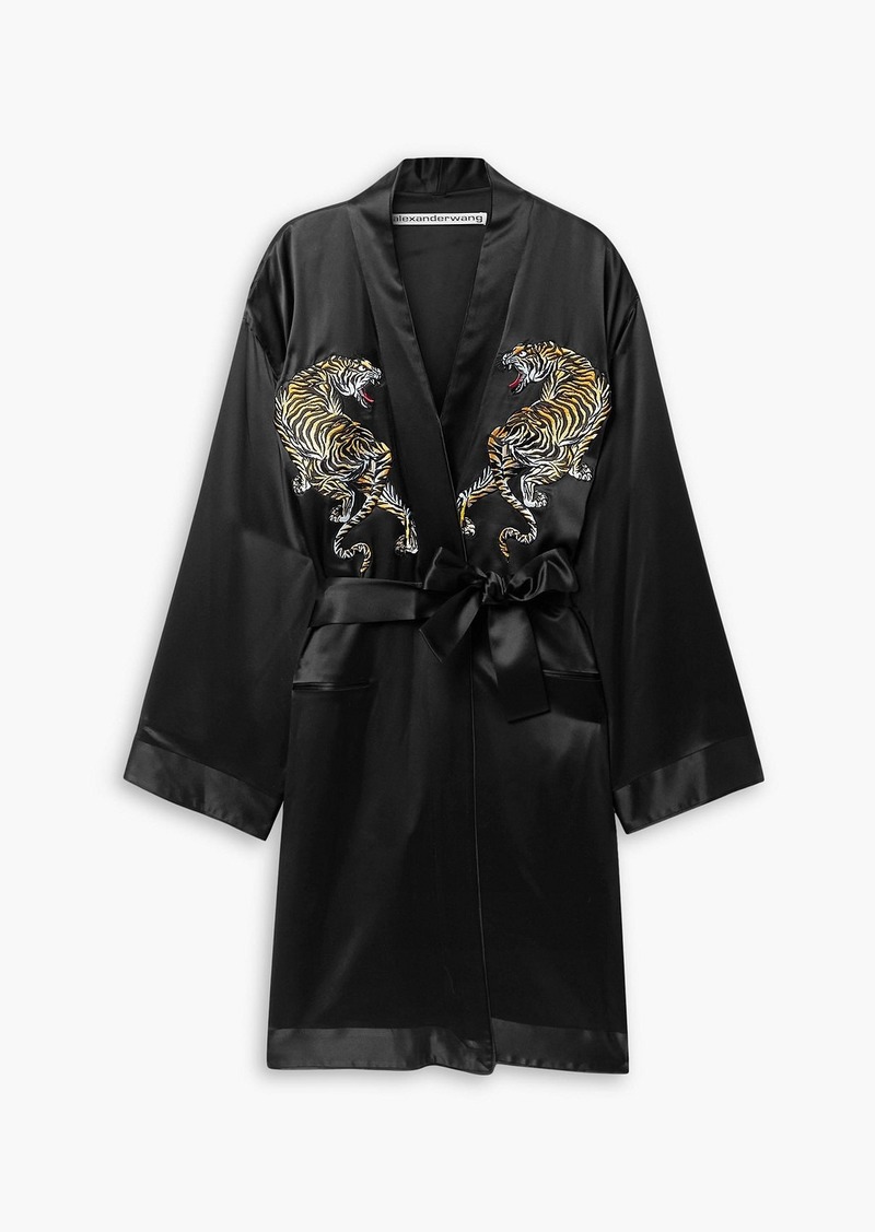 Alexander Wang - Appliquéd silk-satin dress - Black - XS