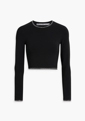 Alexander Wang - Cropped crystal-embellished stretch-knit top - Black - S