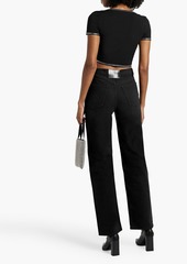 Alexander Wang - Cropped crystal-embellished stretch-knit top - Black - XS