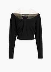 Alexander Wang - Cropped tulle-paneled wool-blend sweater - Black - S