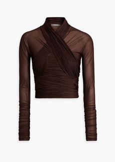 Alexander Wang - Cropped ruched stretch-jersey top - Brown - M