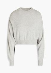 Alexander Wang - Cutout cropped tulle-paneled knitted sweater - Gray - XS