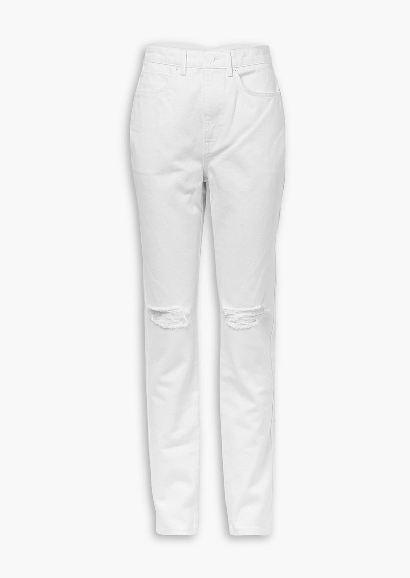 Alexander Wang - Distressed high-rise straight-leg jeans - White - 24