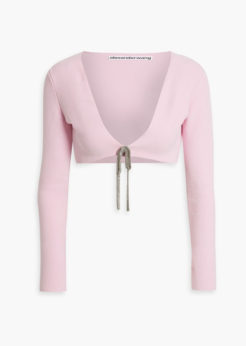 Alexander Wang - Embellished cropped cotton-blend cardigan - Pink - M